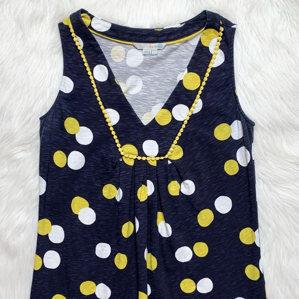 SOLD-Boden Polka Dot Navy Blue Sleeveless Tunic Dress - Picture 6 of 10